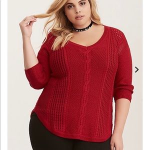 Torrid brand RED sweater 3/4 sleeve